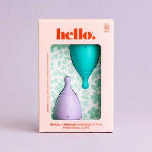 HELLO Menstrual Cup Double Box - S Lilac + M Blue