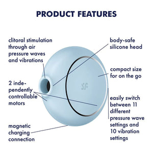
            
                Load image into Gallery viewer, SATISFYER Pro To Go 3: Air Pulse Stimulator + Vibrator - Blue
            
        