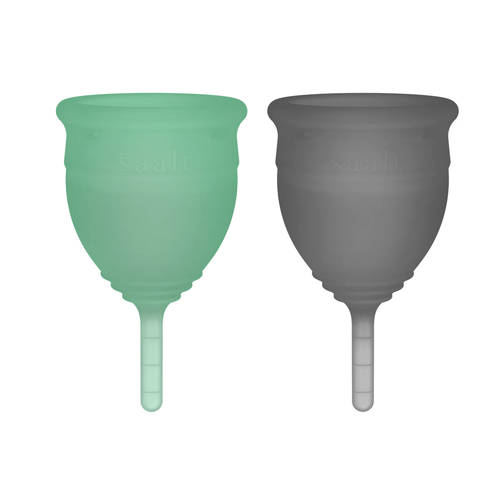 SAALT Menstrual Cup Twin Pack - Small Seafoam Green & Mist Grey