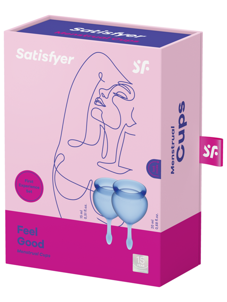 SATISFYER Menstrual Cup with Tab Stem - Dark Blue (2 Pack)
